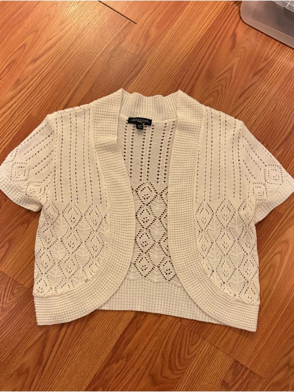 Notations Cream Openwork Short-Sleeve Cardigan Shrug